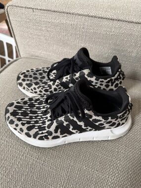adidas Black & White Leopard Print Knit Runners